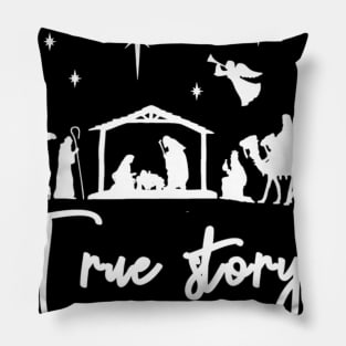 True Story Nativity Christmas Baby Jesus Manger Catholic Pillow