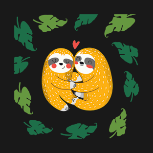 two sloths in love hugging T-Shirt