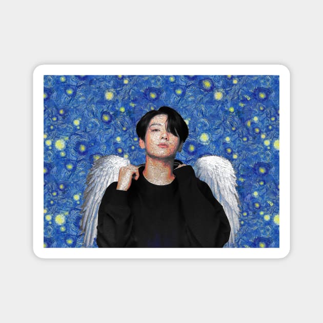 Bts Kookie - Van Gogh Starry Night - angel | BTS Army kpop gift Magnet by Vane22april