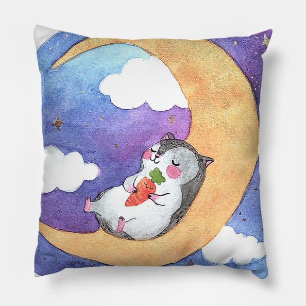 moon hamster Pillow by alinailustra