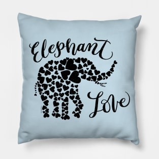 Elephant Love Graphic Hearts Design Pillow