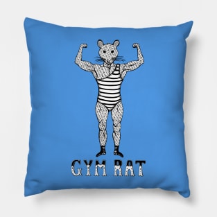 Strongman Bodybuilder Gym Rat - Black & White Pillow