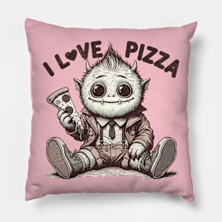 I love pizza Monster Retro Artwork Funny Vintage design for Pizza Lovers Pillow