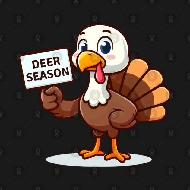 Thanksgiving Turkey Funny Deer Season Sign by Etopix