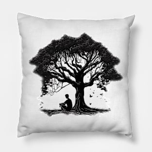 Meditation under a Tree - Designs for a Green Future Pillow
