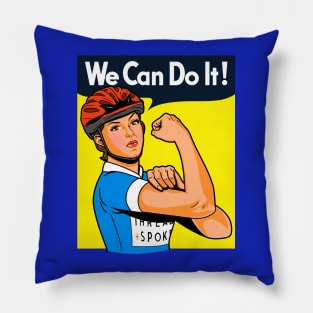 Bicycle Women Cyclist We Can Do It Retro Vintage Feminist Meme Pillow