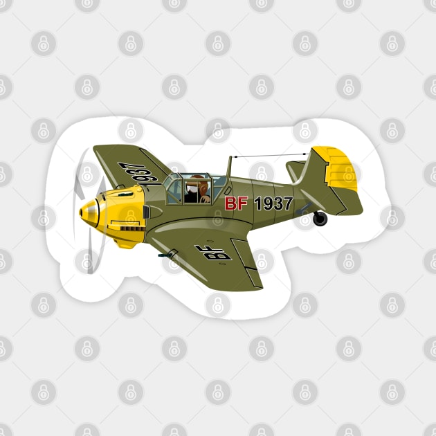 Cartoon Retro Fighter Plane Magnet by Mechanik