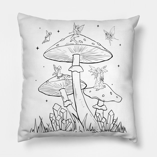 Fairycore Aesthetic Fairy Grunge Mushroom Fairies Pillow by Alex21