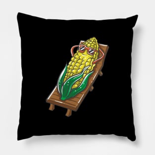 Corn Relaxing Under Sunshine Summer Vacation Beach Pillow