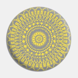 Circle Mandala Grey and Yellow Pin