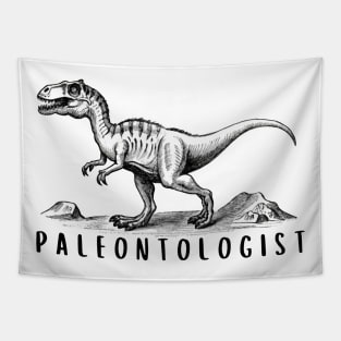 Paleontologist text with dinosaur illustration Tapestry