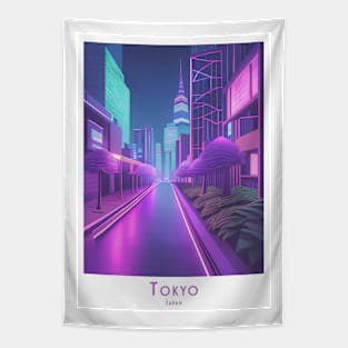 Abstrakt modern Art Neon Tokyo Japan Dreamscape Tapestry