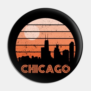 Retro Sunset Chicago Pin