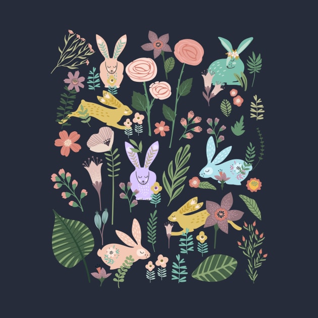 Bunnies In The Springtime Garden by LittleBunnySunshine