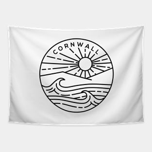 Cornwall Beach, South England Emblem - White Tapestry