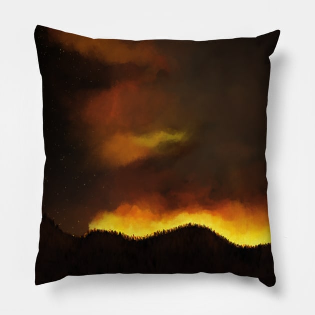 Forest Fire Pillow by BurningChair