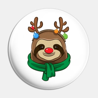 Cute The Red-Nosed Sloth Reindeer Pin