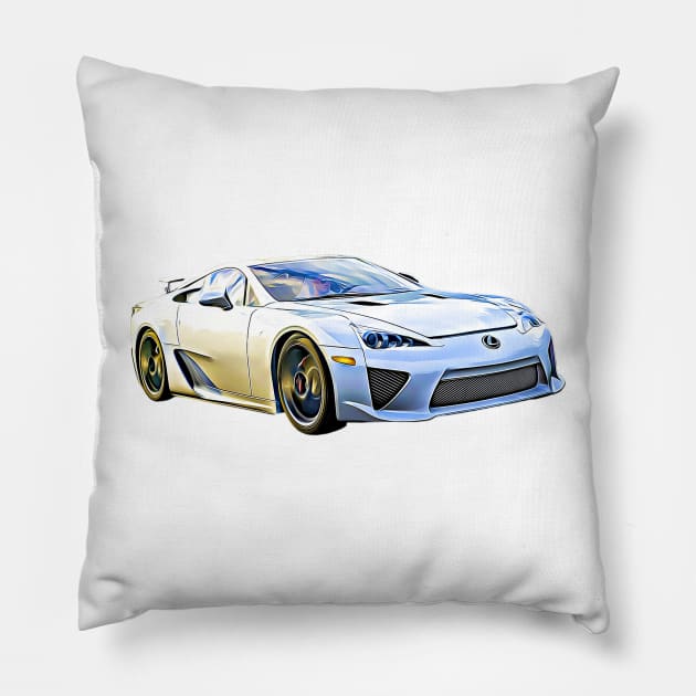 Lexus LFA Cartoon Black Pillow by Auto-Prints