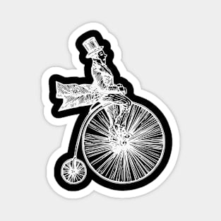 White Retro High Wheel Cyclist Magnet