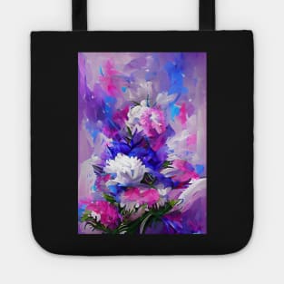 SURREAL PINK, BLUE  AND BLACK FLORAL PRINT Tote