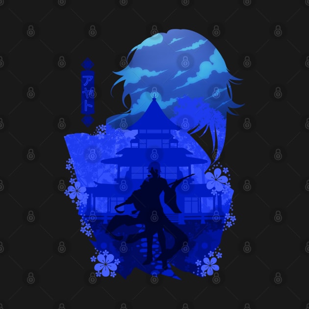 GENSHIN IMPACT KAMISATO AYATO NEGATIVE SPACE by Minami14R