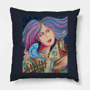 Song About Home Watercolor Illustration Pillow