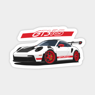 Car 911 gt3 rs white red Magnet