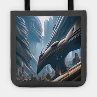 alien sci-fi art design Tote