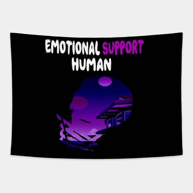 Emotional Support Human - Japanese Vaporwave Aesthetic Tapestry by Rare Aesthetic