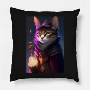 Witch Cat - Modern Digital Art Pillow