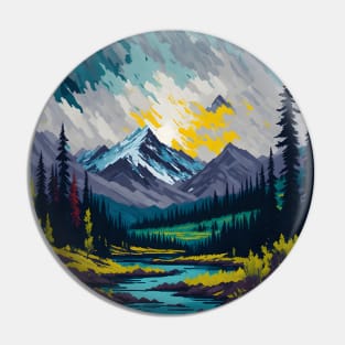 Autumn river and mountains Pin