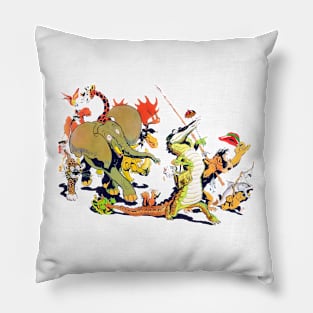 Funny forest animals walking one of them comes fishing Pillow