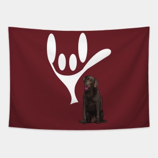 ASL Sign Language Love Chocolate Labrador Retrievers Tapestry