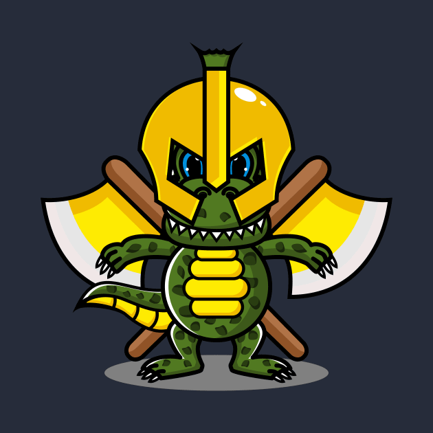 cute crocodile design carrying two axe weapons by Zephin's