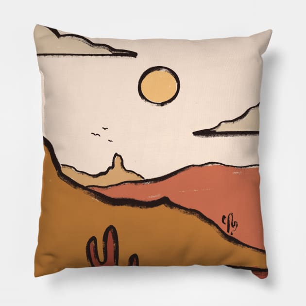 Desert Canyon Warm Colors Mountains Minimal Pillow by Trippycollage