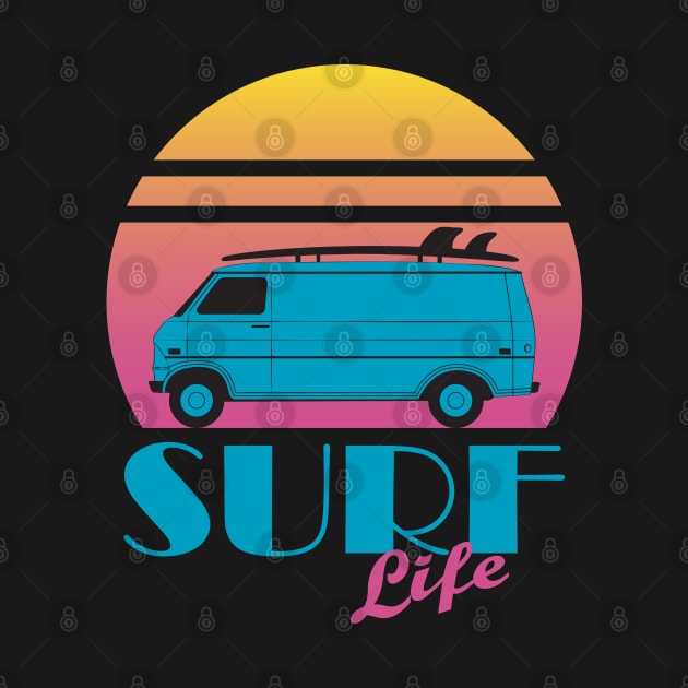 Surf Life, Retro 80s Illustration by Thespot