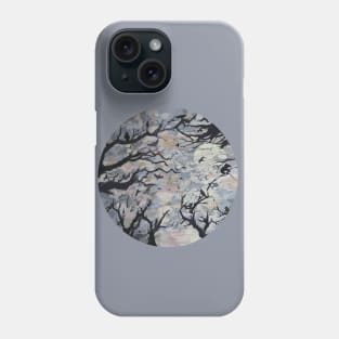 Creepy crows cawing Under the October Moon Phone Case