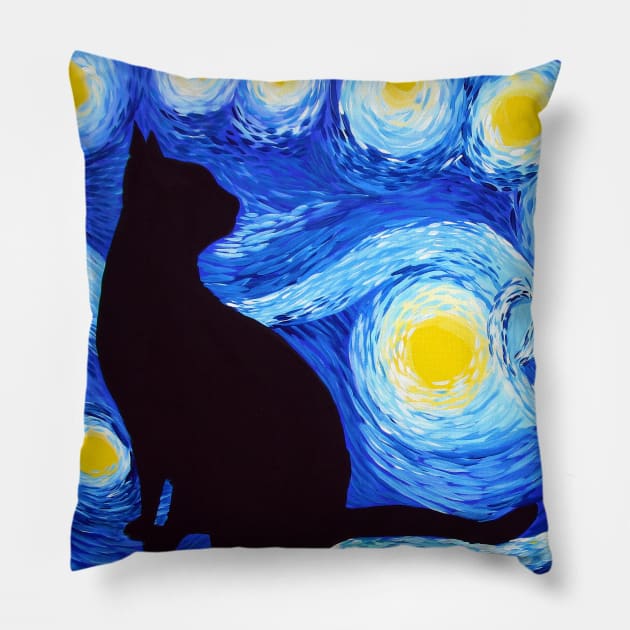 Black cat Pillow by SheerJoy