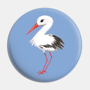 Cute stork watercolor painting Pin