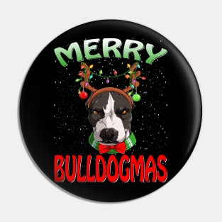 Merry Bullmas Ugly Bulldog Christmas Xmas Pajamas T-Shirt Pin