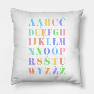 Children's Polish Alphabet Chart, Poland Language Chart, Pastel Pillow