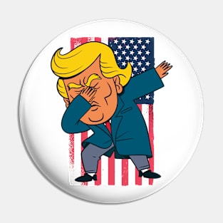 Funny Dabbing Donald Trump US Election USA Flag Mens Womens Pin