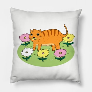 cat and flower Pillow