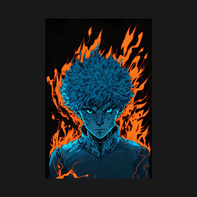 Anime Boy Blue Fire Powerup by Bubblebug