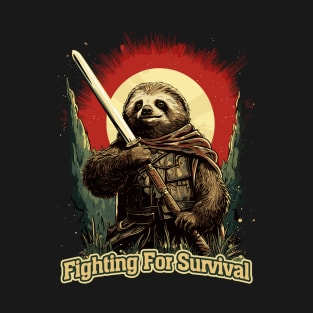 Samurai Sloth - Fighting For Survival - Endangered Species T-Shirt