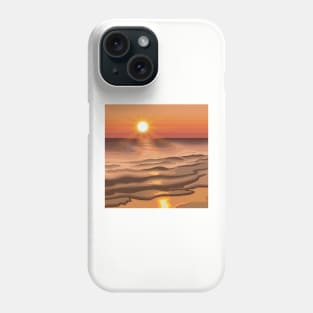 Abstract Warm Ocean Sunrise Landscape Digital Illustration Phone Case