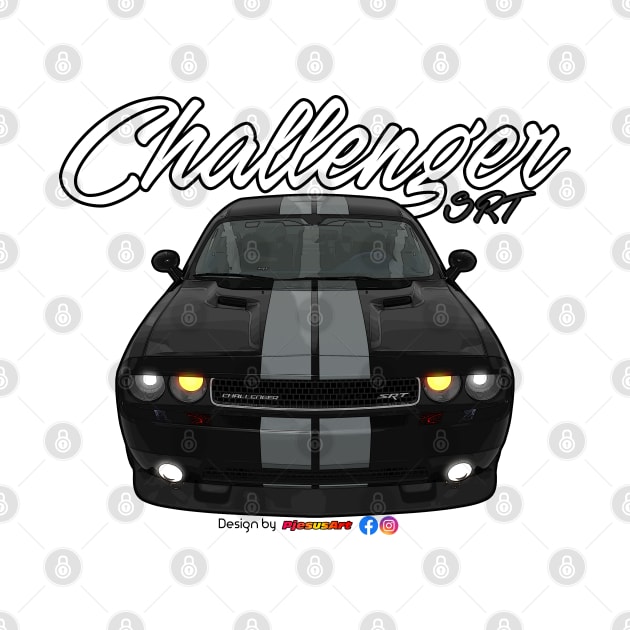 Challenger SRT8 Black white stripe by pjesusart by PjesusArt