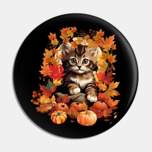 Cute Cat Autumn Fall Season Lover Pin