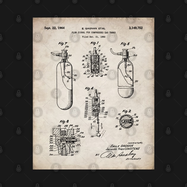 Scuba Tank Patent - Scuba Diver Deep Sea Diving Art - Antique by patentpress