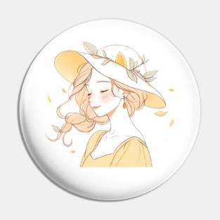 Minimalist line art pretty girl in yellow Pin